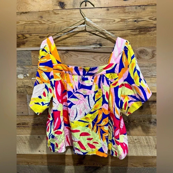 Ella Rafaella Square flowy flounce crepe USXLP multi floral print cotton empire - Picture 2 of 4